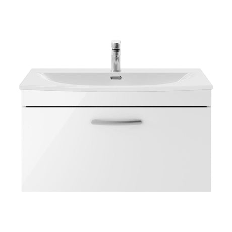 [BFRI062G] Millwich Contemporary 1 Drawer Wall Hung Vanity Unit with Curved Basin - Choice of Size and Colour - Cutout