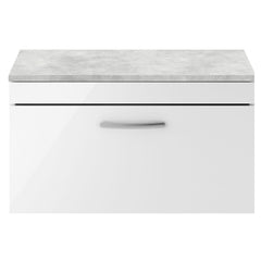 [BFRI062LBG] Millwich Contemporary 1 Drawer Wall Hung Vanity Unit with Bellato Grey Laminate Worktop - Choice of Size and Colour - Cutout