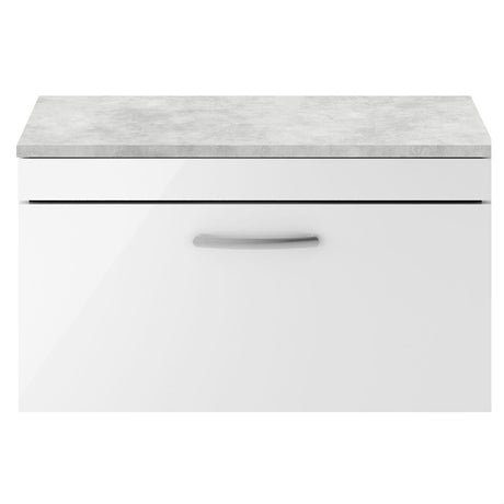 [BFRI062LBG] Millwich Contemporary 1 Drawer Wall Hung Vanity Unit with Bellato Grey Laminate Worktop - Choice of Size and Colour - Cutout