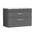 [BFRI067LCM] Millwich Contemporary 2 Drawer Wall Hung Vanity Unit with Laminate Carrara Marble Worktop, 805mm - Cutout