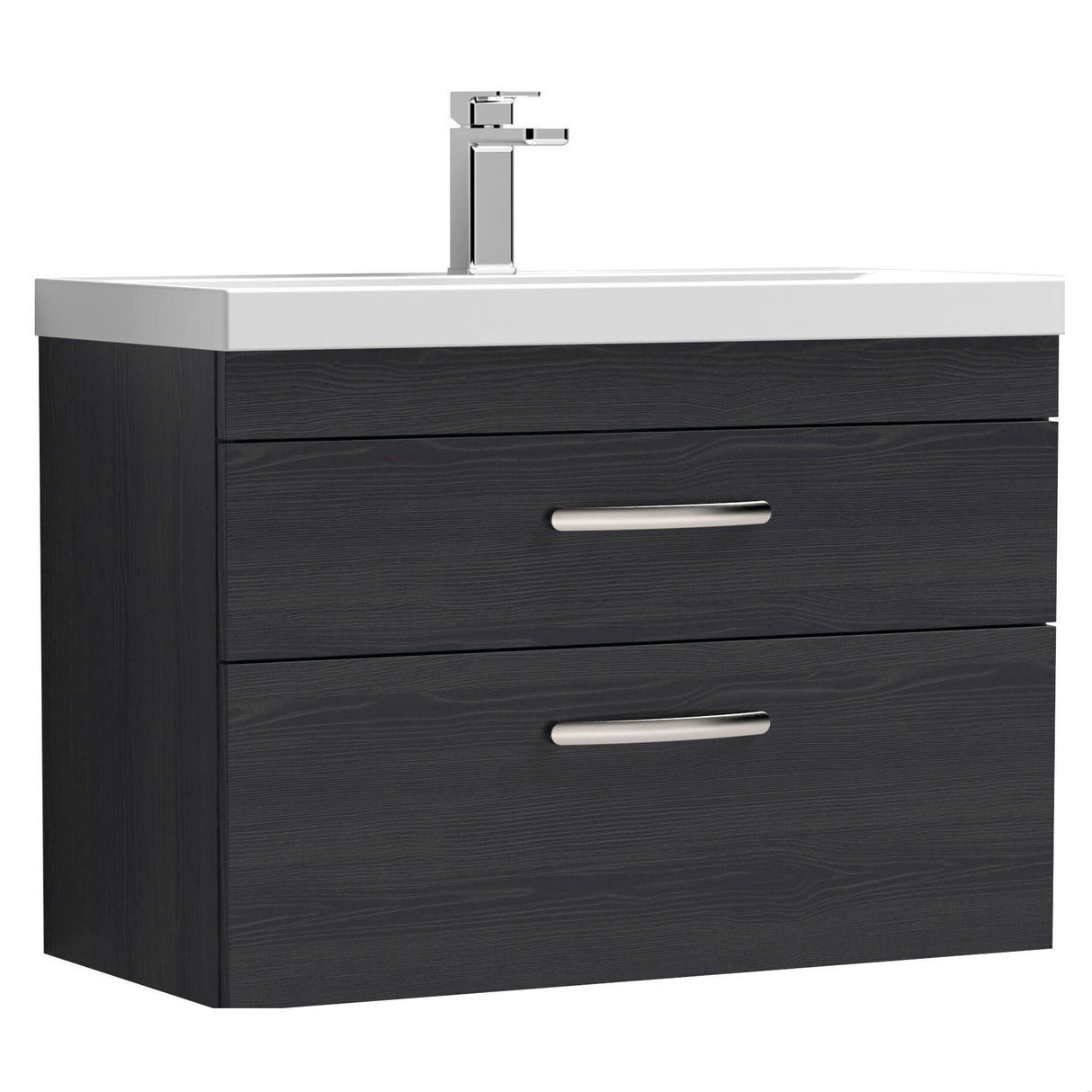 [BFRI068D] Millwich Contemporary 2 Drawer Wall Hung Vanity Unit with Thin Edge Basin - Choice of Size and Colour - Cutout
