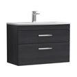 [BFRI068G] Millwich Contemporary 2 Drawer Wall Hung Vanity Unit with Curved Basin, Charcoal Black, 800mm - Cutout