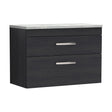 [BFRI068LBG] Millwich Contemporary 2 Drawer Wall Hung Vanity Unit with Laminate Black Galaxy Granite Worktop, Charcoal Black, 800mm - Cutout