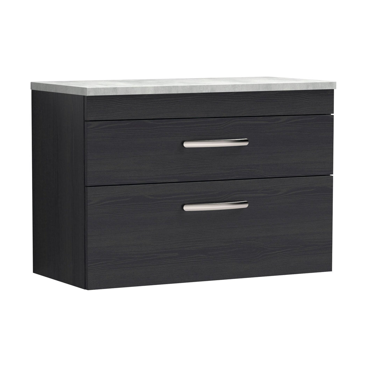 [BFRI068LBG] Millwich Contemporary 2 Drawer Wall Hung Vanity Unit with Bellato Grey Laminate Worktop - Choice of Size and Colour - Cutout