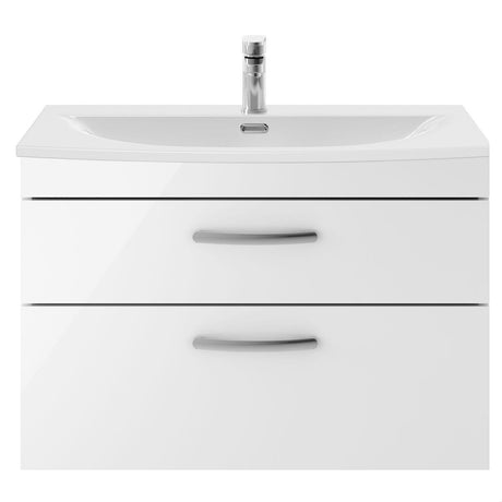 [BFRI069G] Millwich Contemporary 2 Drawer Wall Hung Vanity Unit with Curved Basin - Choice of Size and Colour - Cutout