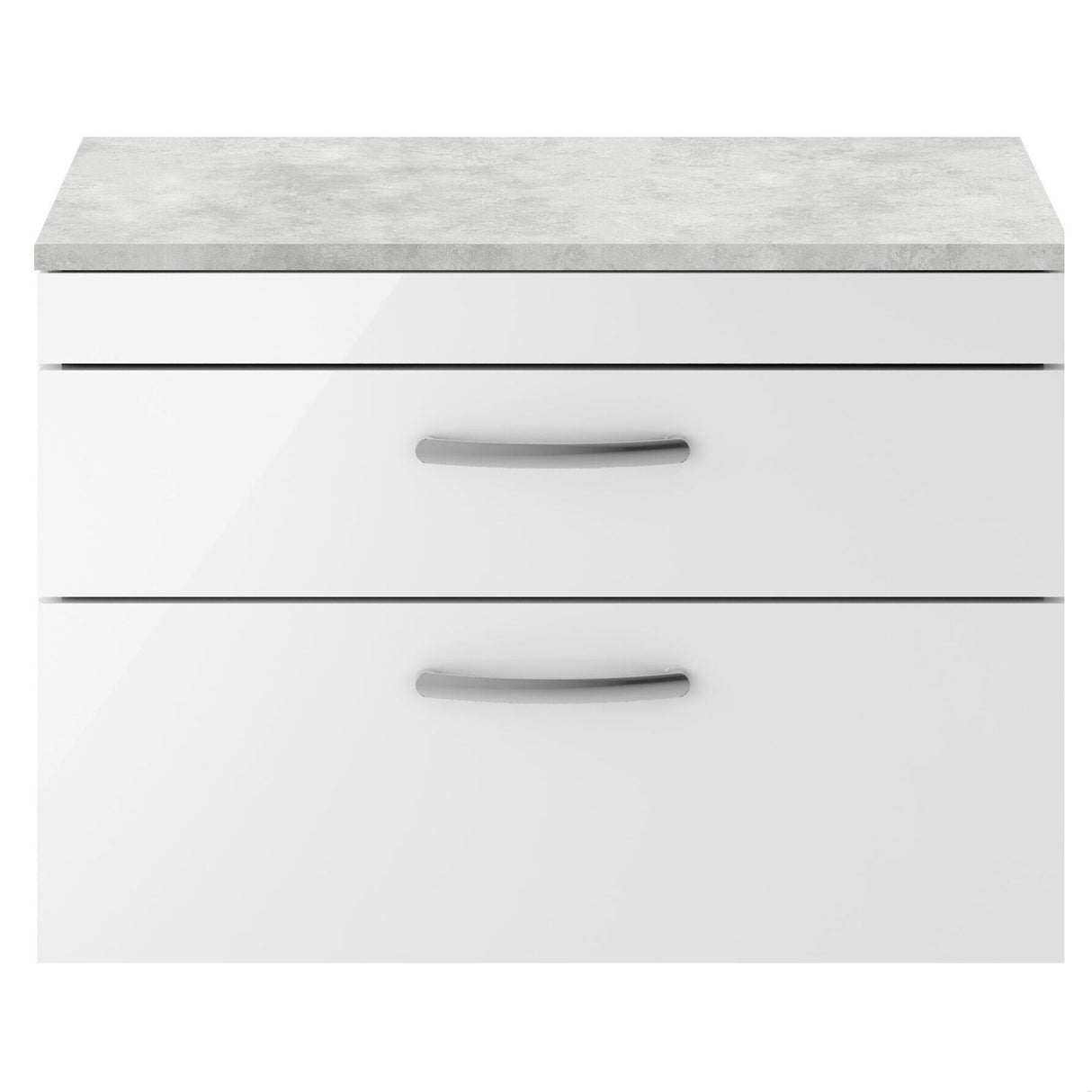 [BFRI069LBG] Millwich Contemporary 2 Drawer Wall Hung Vanity Unit with Bellato Grey Laminate Worktop - Choice of Size and Colour - Cutout