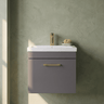 [BFRI073A68] Millwich 1 Drawer Wall Hung Vanity Basin Unit with Brushed Brass Handle, Choice of Size and Colour - Silo