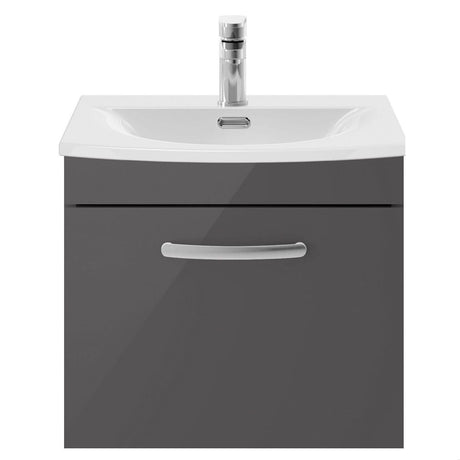 [BFRI073G] Millwich Contemporary 1 Drawer Wall Hung Vanity Unit with Curved Basin - Choice of Size and Colour - Cutout