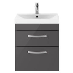 [BFRI074D] Millwich Contemporary 2 Drawer Wall Hung Vanity Unit with Thin Edge Basin - Choice of Size and Colour - Cutout
