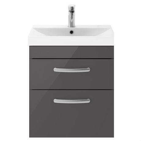 [BFRI074D] Millwich Contemporary 2 Drawer Wall Hung Vanity Unit with Thin Edge Basin - Choice of Size and Colour - Cutout