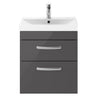[BFRI074D] Millwich Contemporary 2 Drawer Wall Hung Vanity Unit with Thin Edge Basin - Choice of Size and Colour - Cutout