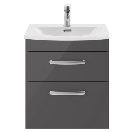 [BFRI074G] Millwich Contemporary 2 Drawer Wall Hung Vanity Unit with Curved Basin - Choice of Size and Colour - Cutout