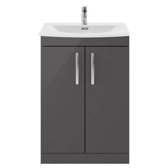 [BFRI075G] Millwich Contemporary 2 Door Floor Standing Vanity Unit with Curved Basin - Choice of Size and Colour - Cutout