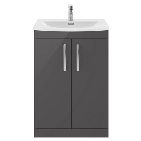 [BFRI075G] Millwich Contemporary 2 Door Floor Standing Vanity Unit with Curved Basin - Choice of Size and Colour - Cutout