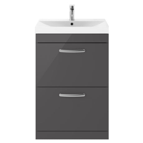 [BFRI076D] Millwich Contemporary 2 Drawer Floor Standing Vanity Unit with Thin Edge Basin - Choice of Size and Colour - Cutout