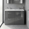[BFRI076F] Millwich Contemporary 4 Drawer Floor Standing Vanity Unit with Basin - Choice of Colour - Silo
