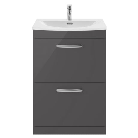 [BFRI076G] Millwich Contemporary 2 Drawer Floor Standing Vanity Unit with Curved Basin - Choice of Size and Colour - Cutout