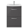 [BFRI076G] Millwich Contemporary 2 Drawer Floor Standing Vanity Unit with Curved Basin - Choice of Size and Colour - Cutout