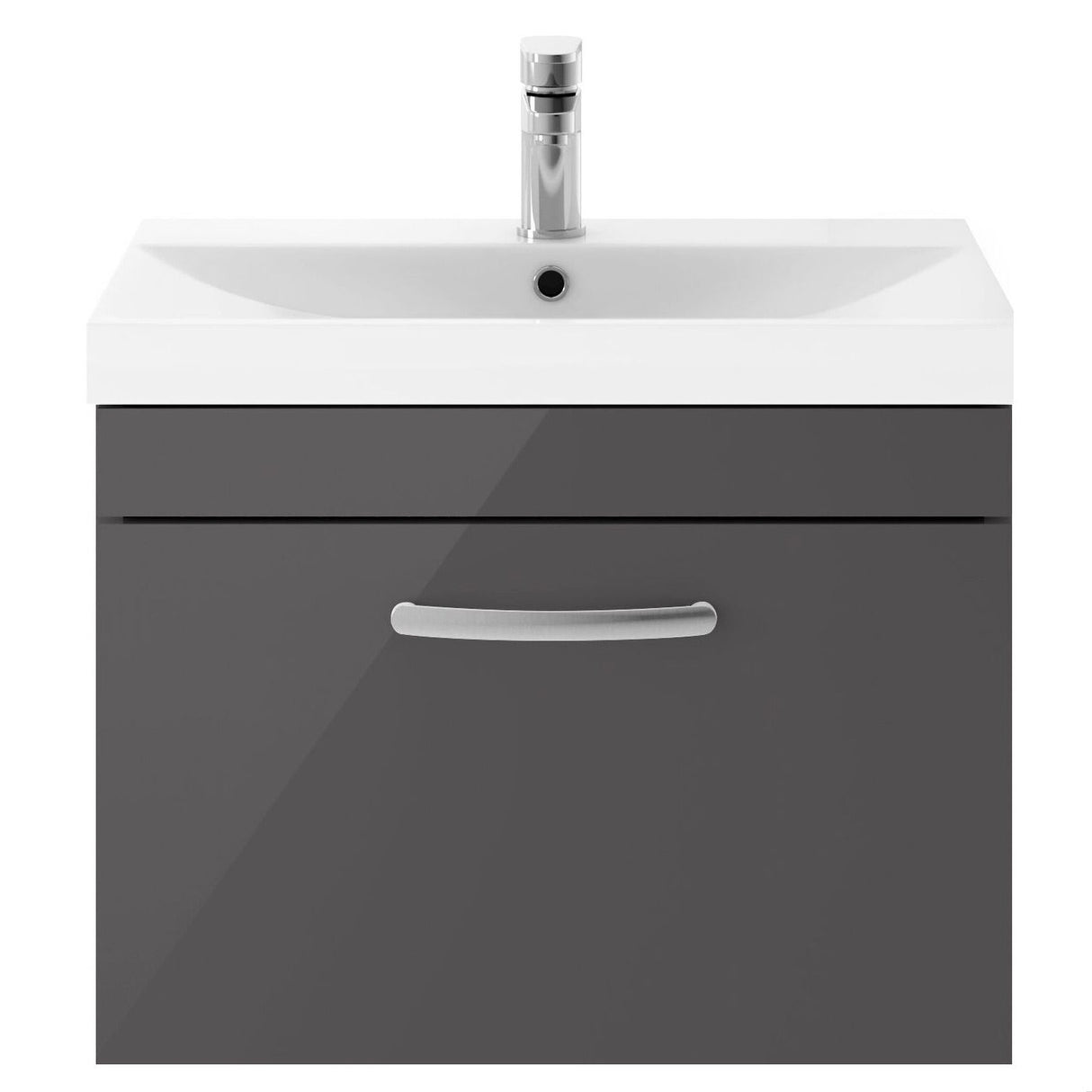 [BFRI077D] Millwich Contemporary 1 Drawer Wall Hung Vanity Unit with Thin Edge Basin - Choice of Size and Colour - Cutout