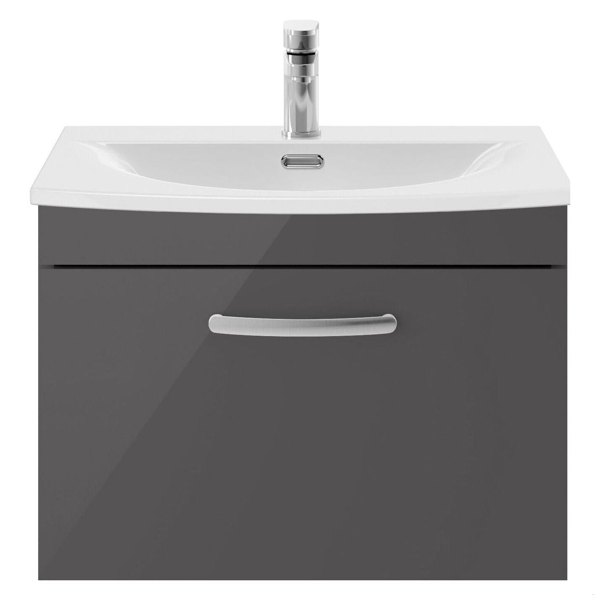 [BFRI077G] Millwich Contemporary 1 Drawer Wall Hung Vanity Unit with Curved Basin - Choice of Size and Colour - Cutout