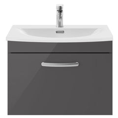 [BFRI077G] Millwich Contemporary 1 Drawer Wall Hung Vanity Unit with Curved Basin - Choice of Size and Colour - Cutout