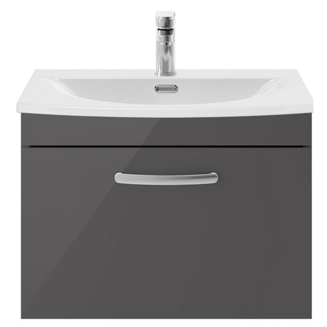 [BFRI077G] Millwich Contemporary 1 Drawer Wall Hung Vanity Unit with Curved Basin - Choice of Size and Colour - Cutout