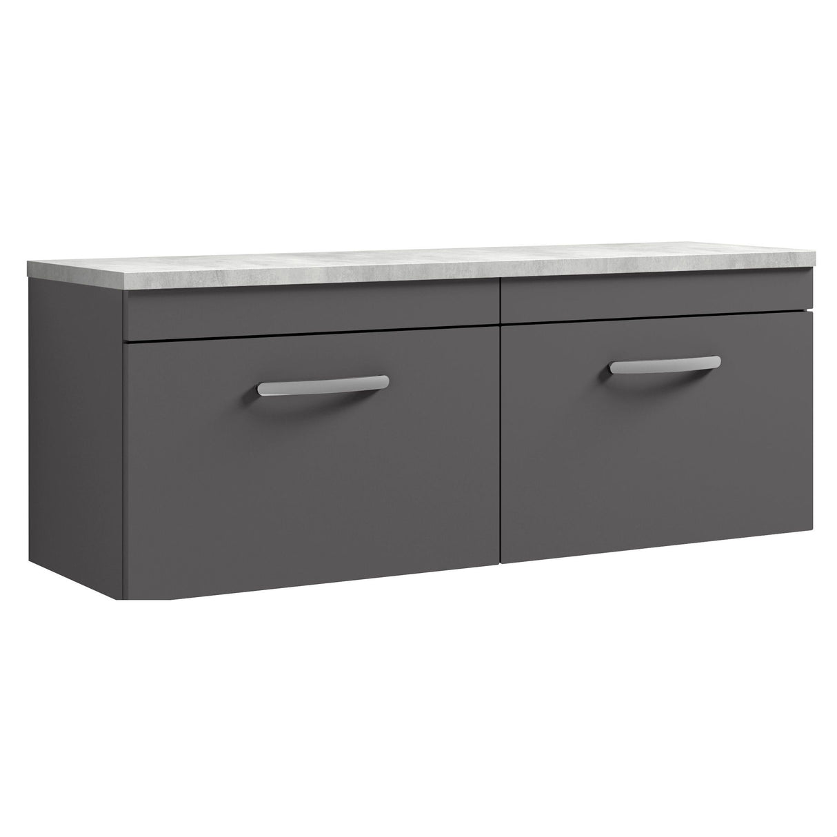 [BFRI077LBG2] Millwich Contemporary 2 Drawer Wall Hung Vanity Unit with Bellato Grey Laminate Worktop - Choice of Colour - Cutout