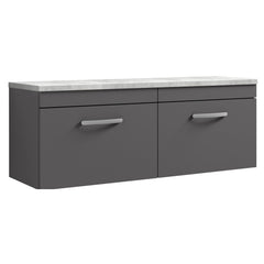 [BFRI077LBG2] Millwich Contemporary 2 Drawer Wall Hung Vanity Unit with Bellato Grey Laminate Worktop - Choice of Colour - Cutout