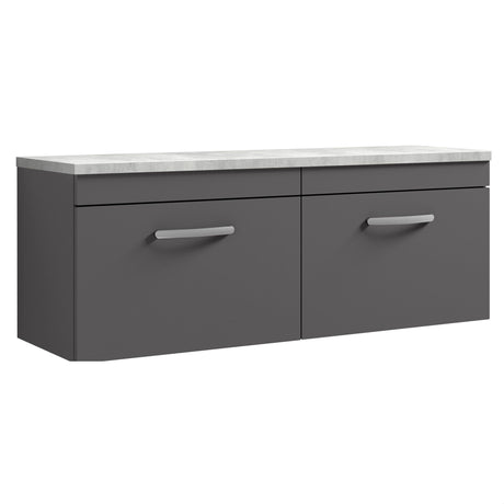 [BFRI077LBG2] Millwich Contemporary 2 Drawer Wall Hung Vanity Unit with Bellato Grey Laminate Worktop - Choice of Colour - Cutout