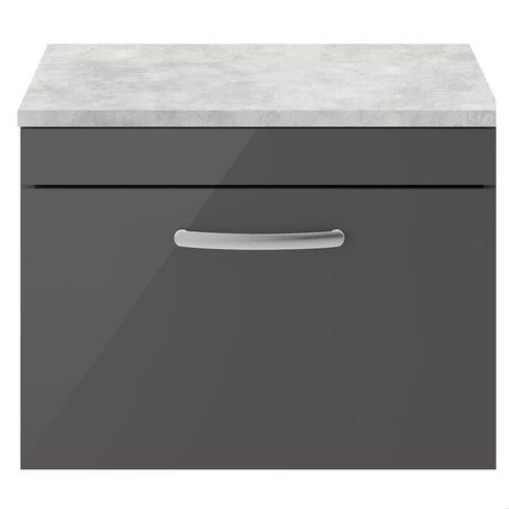 [BFRI077LBG] Millwich Contemporary 1 Drawer Wall Hung Vanity Unit with Bellato Grey Laminate Worktop - Choice of Size and Colour - Cutout
