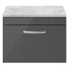 [BFRI077LBG] Millwich Contemporary 1 Drawer Wall Hung Vanity Unit with Bellato Grey Laminate Worktop - Choice of Size and Colour - Cutout