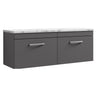 [BFRI077LCM2] Millwich Contemporary 2 Drawer Wall Hung Vanity Unit with Carrera Marble Laminate Worktop - Choice of Colour - Cutout