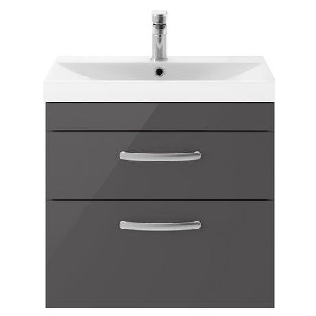 [BFRI078D] Millwich Contemporary 2 Drawer Wall Hung Vanity Unit with Thin Edge Basin - Choice of Size and Colour - Cutout