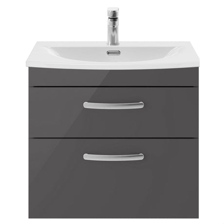 [BFRI078G] Millwich Contemporary 2 Drawer Wall Hung Vanity Unit with Curved Basin - Choice of Size and Colour - Cutout