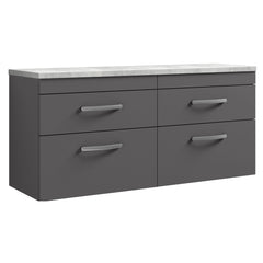 [BFRI078LBG2] Millwich Contemporary 4 Drawer Wall Hung Vanity Unit with Bellato Grey Laminate Worktop - Choice of Colour - Cutout