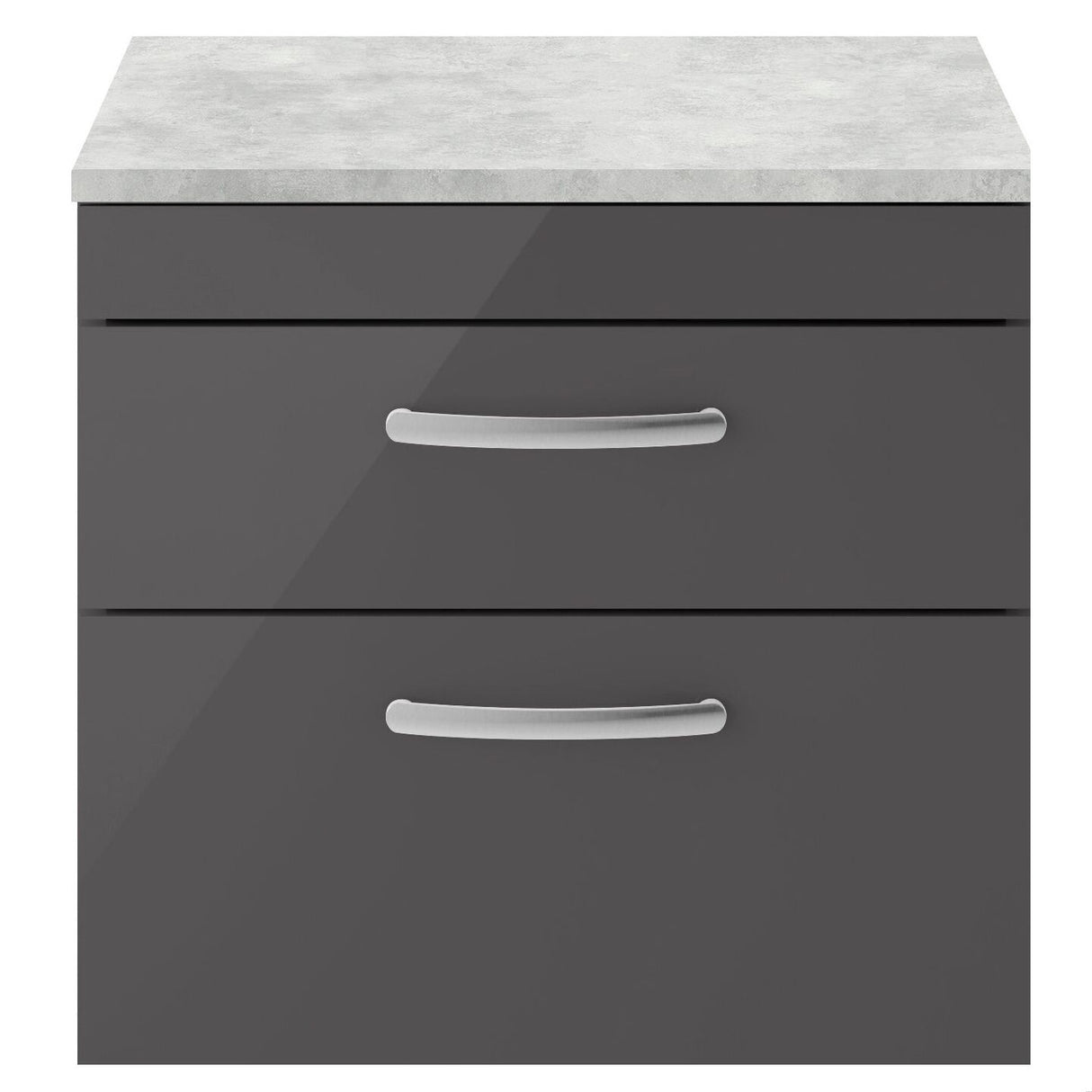 [BFRI078LBG] Millwich Contemporary 2 Drawer Wall Hung Vanity Unit with Bellato Grey Laminate Worktop - Choice of Size and Colour - Cutout