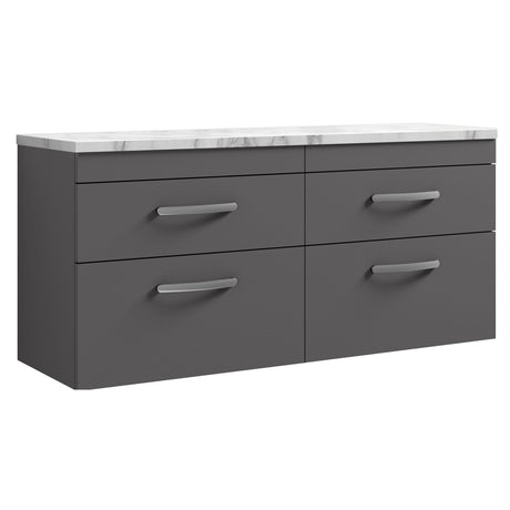 [BFRI078LCM2] Millwich Contemporary 4 Drawer Wall Hung Vanity Unit with Carrera Marble Laminate Worktop - Choice of Colour - Cutout