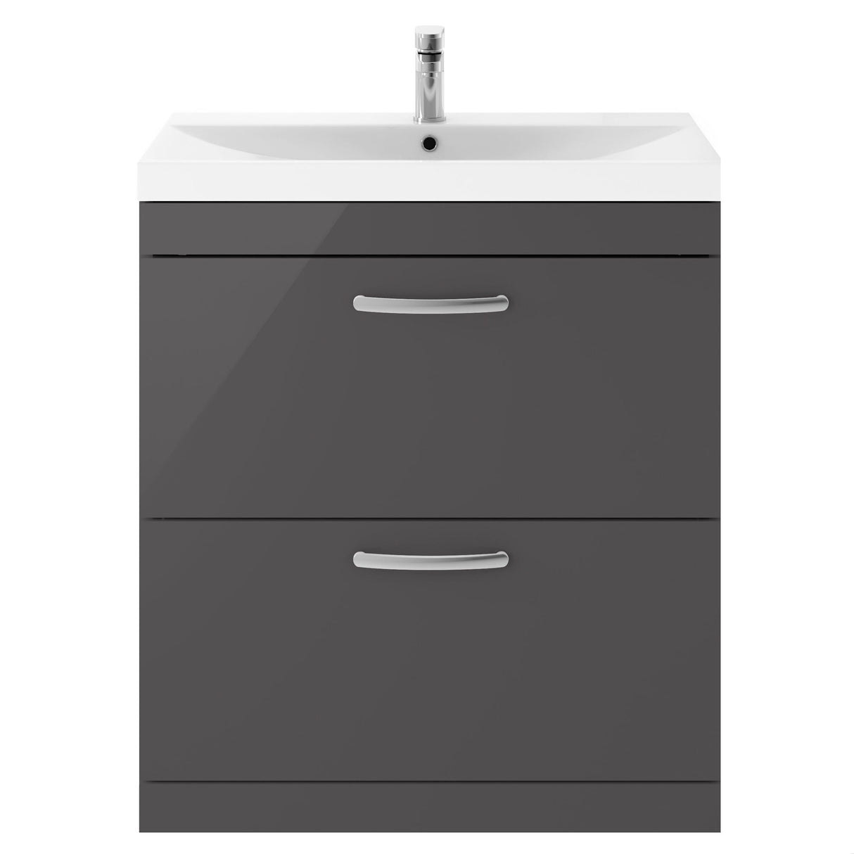[BFRI079D] Millwich Contemporary 2 Drawer Floor Standing Vanity Unit with Thin Edge Basin - Choice of Size and Colour - Cutout