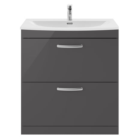 [BFRI079G] Millwich Contemporary 2 Drawer Floor Standing Vanity Unit with Curved Basin - Choice of Size and Colour - Cutout