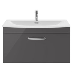 [BFRI080G] Millwich Contemporary 1 Drawer Wall Hung Vanity Unit with Curved Basin - Choice of Size and Colour - Cutout