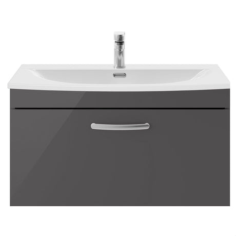 [BFRI080G] Millwich Contemporary 1 Drawer Wall Hung Vanity Unit with Curved Basin - Choice of Size and Colour - Cutout
