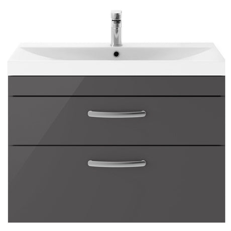 [BFRI081D] Millwich Contemporary 2 Drawer Wall Hung Vanity Unit with Thin Edge Basin - Choice of Size and Colour - Cutout