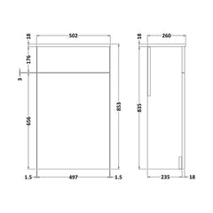 [BFRI142E] 500MM WC UNIT GLWHT - Technical Drawing