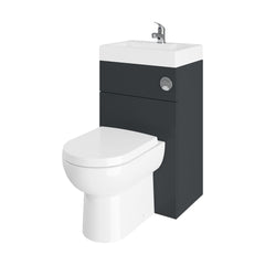 [BFRI1445CB] Modern Floor Standing Bathroom 2 in 1 Combination Basin and WC Toilet Unit - 500 x 355mm, Satin Dark Grey - Cutout