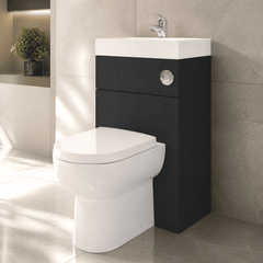 [BFRI1445CB] Modern Floor Standing Bathroom 2 in 1 Combination Basin and WC Toilet Unit - 500 x 355mm, Satin Dark Grey - Lifestyle 1