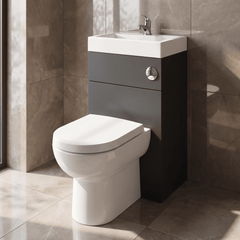 [BFRI1445CB] Modern Floor Standing Bathroom 2 in 1 Combination Basin and WC Toilet Unit - 500 x 355mm, Satin Dark Grey - Lifestyle 2