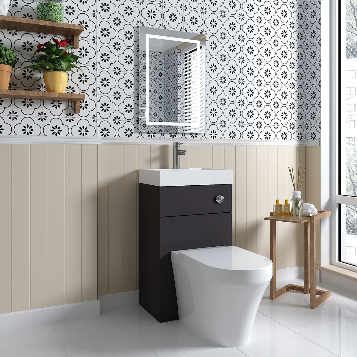 [BFRI945CB] Millwich 500mm Floor Standing Combination Basin and WC Unit, Choice of Colour - Lifestyle 3