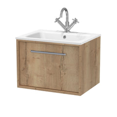 [BFRS1894P] Sturbridge Contemporary Wall Hung 1 Drawer Vanity Unit with Stone Basin - Choice of Size and Colour - Cutout