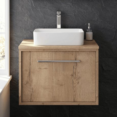 [BFRS1894W] Sturbridge Contemporary Wall Hung 1 Drawer Vanity Unit with Laminate Worktop - Choice of Size and Colour - Silo
