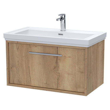 [BFRS1896A] Sturbridge Contemporary Wall Hung 1 Drawer Vanity Unit with Traditional 1 Tap Hole Fireclay Basin - Choice of Size and Colour - Cutout